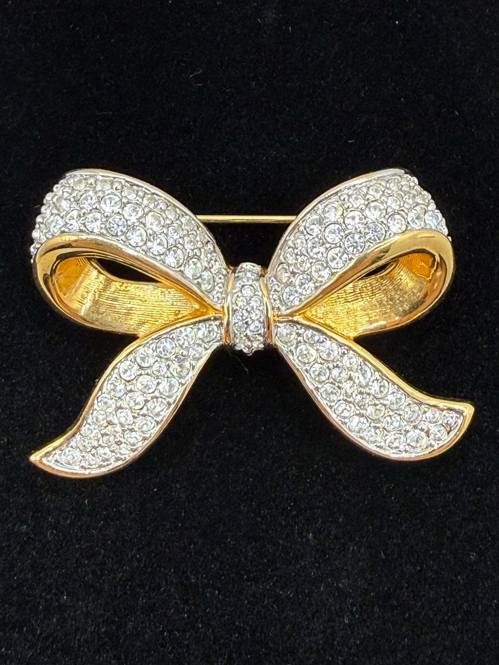 Swarovski Crystal Gold Tone Bow Brooch